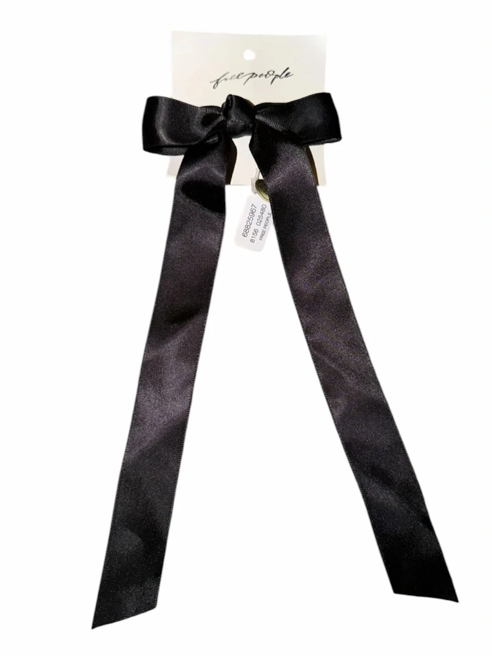 Free People Black Satin Bow Hair Ribbon with Long Tails
